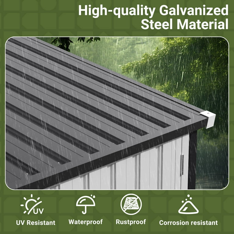 NETAJE 12'x14' Outdoor Metal Storage Garden Shed with Window
