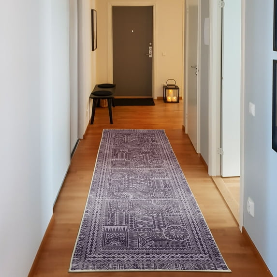 Tribal Decorative Rug, Floral Zentangle Ornamental Print and Ethnic Geometrical Details Print, Quality Carpet for Bedroom Dorm and Living Room, 6 Sizes, Lavender Blue, by Ambesonne