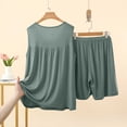 thumbnail image 5 of Women's 2 Piece Modal Loungewear Set Tiered Ruffle Sleeveless Top with High Waist Shorts Soft Breathable Outfit for Summer Green XL(XL), 5 of 5