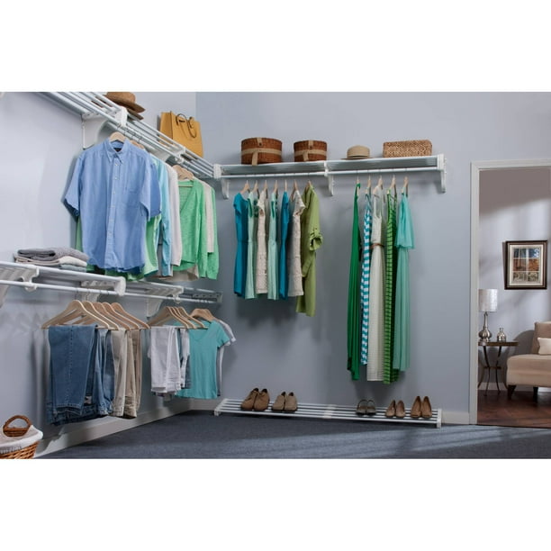 EZ Shelf WalkIn Closet Organizer, 5 Closet Shelves and Rods and 4 End