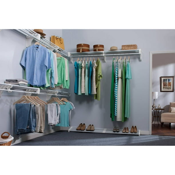 EZ Shelf Walk-In Closet Organizer, 5 Closet Shelves and Rods and 4 End ...