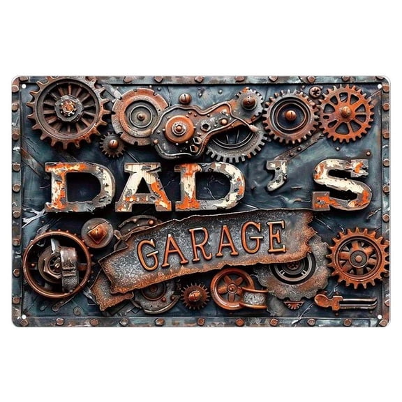8X12" Rustic Metal Dad'S Garage Sign With Hanging Rope - Perfect Gift For Mechanics & Woodworking Enthusiasts From Daughter Or Son