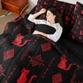 thumbnail image 4 of Feelyou Tribal Cat Twin Bedding Sets 7pcs, Black Red Boho Aztec Bedding Comforter Set, 4 of 8