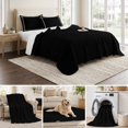 thumbnail image 6 of Twin Quilt Set 68''x86'', Pure Black Lightweight Summer Bedspread Coverlet Set with 2 Pillow Shams, Simple Solid Color Breathable All Season Quilt Bedding for Dorm/Bedroom, 6 of 9