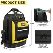 AIRAJ Large Capacity Tool Backpack, 1680D Extreme Wear-Resistant Fabric Tool Bag with Molded Hard Base & 15 Pockets,Heavy Duty Waterproof Jobsite Organizer for Electricians,Plumbers, HVAC
