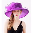 thumbnail image 3 of Women Church Hats Organza Tea Hats,Fascinator Bridal Tea Party Wedding Hat, 3 of 6