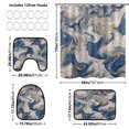 thumbnail image 3 of Shower Curtain and Rug Sets 4pcs Bathroom Sets Includes 12 Free Hooks 66" x 72" Blue Flowing Liquid Marble, 3 of 8
