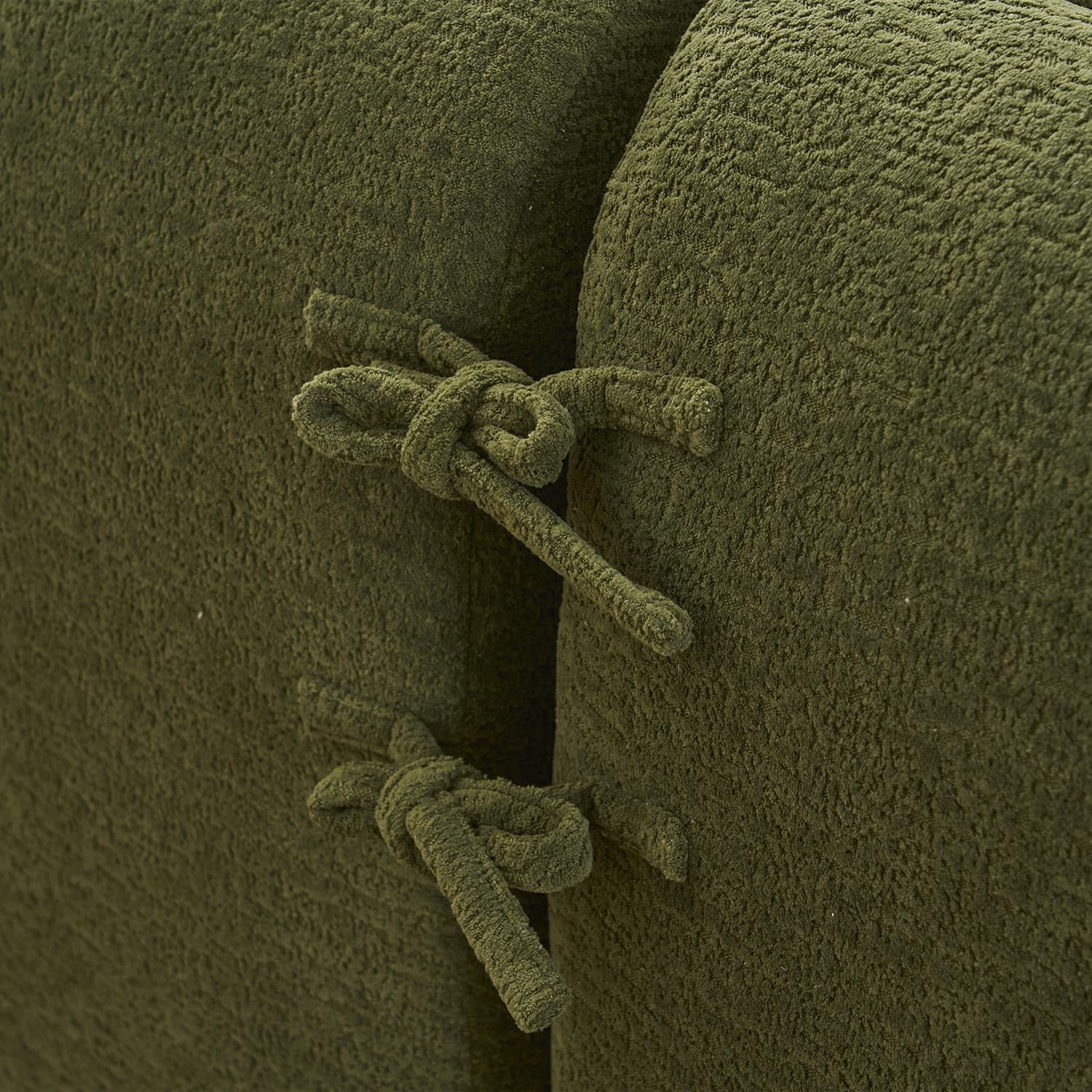 Demi Bonn 98" Cozy L-Shape Sectional Sofa with Curved Chaise, High-Density Foam, Chenille Modular Couch for Living Room, Supports 900 lbs, Green