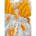 thumbnail image 6 of Cenuakty Newborn Casual Style Romper, Baby Girl Sleeveless Sun Print V-neck Playsuit with Decorative Flower, 6 of 7
