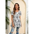 thumbnail image 3 of ENMAIN Women Floral Tops Short Sleeve Plus Size Blouses Tunic Tops to Wear with Leggings White L, 3 of 8