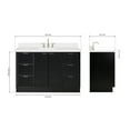 thumbnail image 4 of ARIEL Milan 55 Inch Single Rectangle Sink Bathroom Vanity with Pure White Quartz Countertop 1.5 Inch in Black, 4 of 7