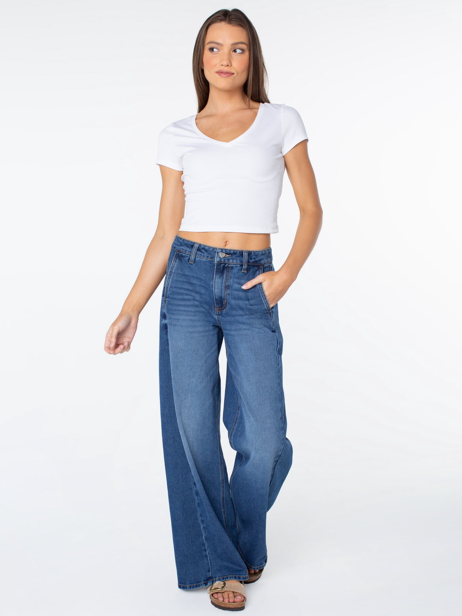 Celebrity Pink Women's and Women's Plus Wide Leg Jeans, Sizes 1-24