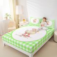 thumbnail image 4 of jejeloiu Kawaii Duck Queen Sheet Sets,Ribbon Bowtie Bowknot Flat Sheet,Green Checkered Queen Fitted Sheet For Children,Microfiber Bedroom Decor,4pcs, 4 of 7