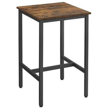 Bar Height Table Small Table Rustic Brown and Black Metal Frame Cocktail Table for Living Room Party
