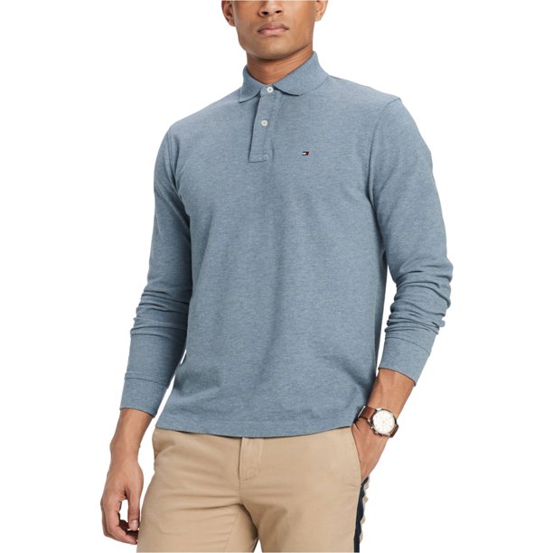Polo Rugby Tommy Hilfiger Hombre Manga Larga Azul Mediano