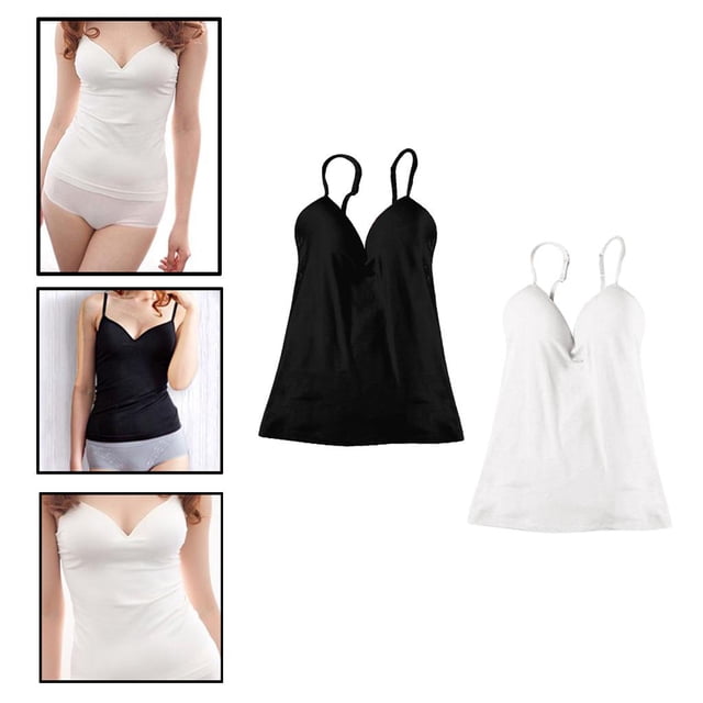 2x Lady Solid Ajustable Shapewear Tank Build Bra Chaleco Salvador Mujeres Built In Bra Cami