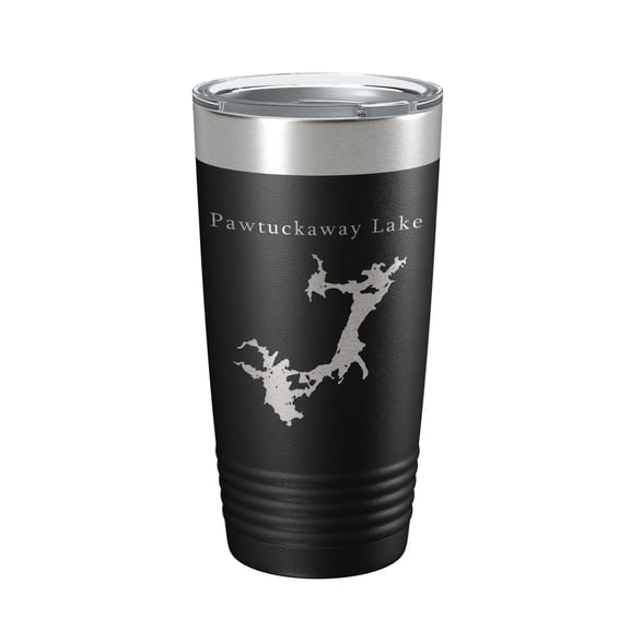 Pawtuckaway Lake Map Tumbler Travel Mug Insulated Laser Engraved Coffee Cup New Hampshire 20 oz Black