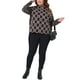thumbnail image 2 of Suéter de mujer plus size GRACE & GRANDEUR, con cuello alto, de manga larga, en bloque de color floral, suéter de punto para oto?o e invierno, talla 3X, negro, 2 of 6