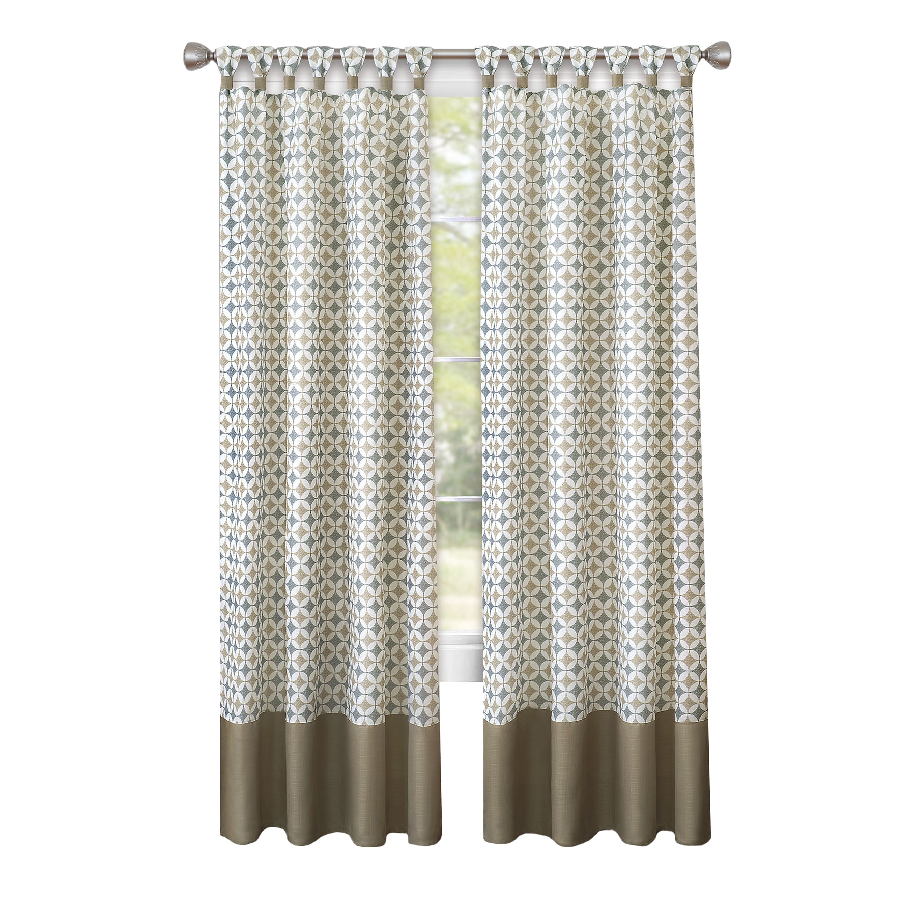 Achim Callie Cuff Tab Top Window Curtain Panel - 52x63 - Taupe/Silver