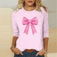 thumbnail image 3 of JTZGDY Breast Cancer Awareness Shirts for Women Plus Size Casual 3/4 Length Sleeve Crew Neck Tunic Tops Trendy 2025 Octorbor Pink Ribbon Print Graphic Oversized Tees Blouses Pink#04 XXXL, 3 of 6