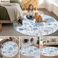 thumbnail image 5 of Round Rugs 7Ft, Blue Botanical Round Area Rug Washable Indoor Throw Carpet, Watercolor Spring Floral Summer Large Non Slip Circle Rug for Dining Room Playroom Home Decor Aesthetic, 5 of 8