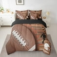thumbnail image 2 of Manfei Rugby Print Bedding Comforter Set 7 Pieces, American Football Queen Bedding Sets, Brown Old Barn Door Queen Sheet Sets, Lightweight Room Decor, 2 of 8