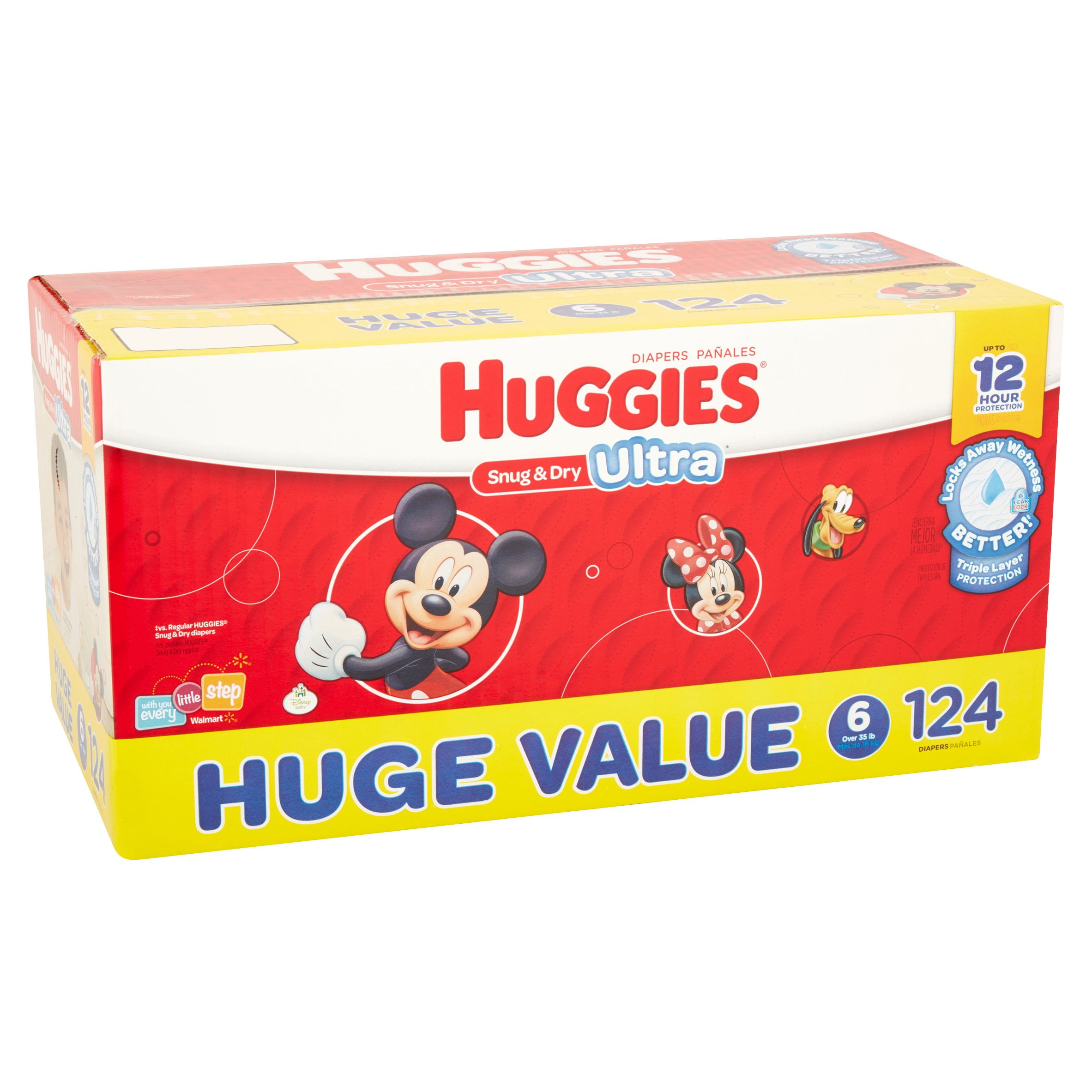 HUGGIES Snug & Dry Ultra Diapers, Size 6, 124 Diapers