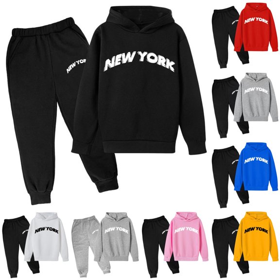 Toddler Boys 2 Piece Outfits Letter Printed Long Sleeve Hoodie Pullover Tops and Pants Sweatshirt Outfits Size 3-4T ,Black