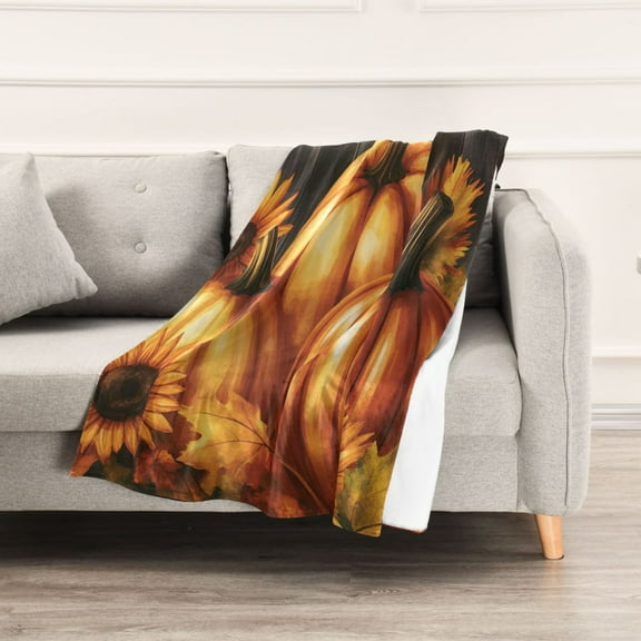 Happy Fall Pumpkins Throw Blanket 60" x 90" Soft and Warm Blankets for Couch Sofa and Bed