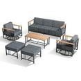 thumbnail image 4 of Opohoro 6-Pieces Outdoor Conversation Set with Patio Sofa, Swivel Rocking Chairs and Ottomans, Black, 4 of 14
