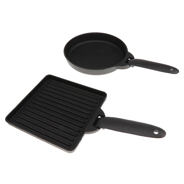 2 Piezas Pequeña Sartén Desmontable Portátil De Hierro Para Sartenes + Estuche De Transporte Parrilla De Libre