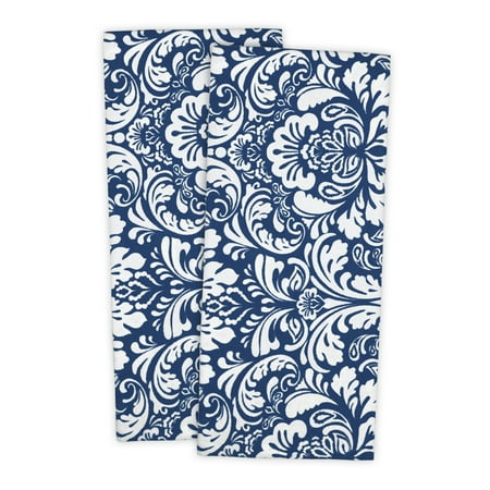 DII Modern 100 Percent Cotton Damask Dishtowels in Nautical Blue (Set of 2)