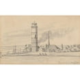 thumbnail image 2 of Martinus Rørbye 18x13 Black Ornate Wood Framed Double Matted Museum Art Print Titled - The Lighthouse of Travemunde Seen from the South (1834), 2 of 5