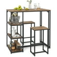 thumbnail image 1 of Gymax Ensemble de Table de Bar 3 Pcs Ensemble de Mobilier de Salle à Manger pour 2 Personnes avec 2 Tabourets 3 Étagères de Rangement, 1 of 10