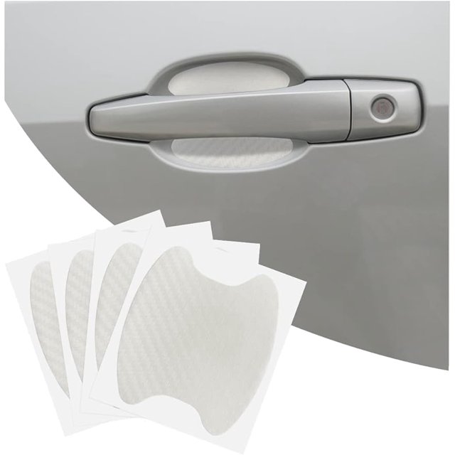 HAHADAXA 4PCS Car Door Handle Cup Stickers, Carbon Fiber Scratch Auto Door Protective Film, Non-Marking Car Door Bowl Protector, Door Handle Paint Cover Guard Universal for Most Cars, SUV, Va