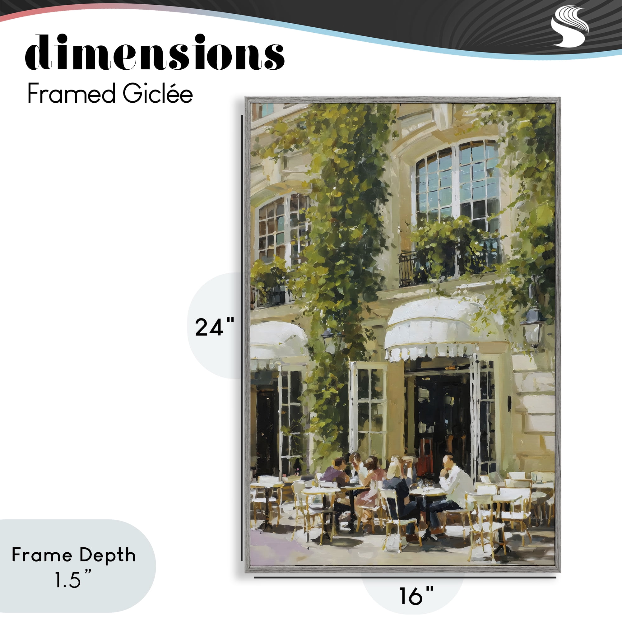 Stupell Industries Cafe Terrace with Ivy Gray Framed Giclee Art, design by Petal Prints Design