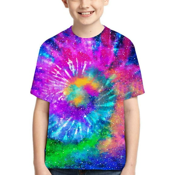 Unisex Infant Baby Crew Neck T-Shirt 4-16Years Digital Printing Fashion Children's Seven Color Pigment Summer Loose Children's Short-sleeved T-shirt Boys Short-sleeved Tees Shirts for Boys Girls