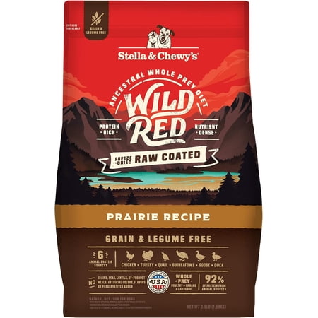 Stella & Chewy's Wild Red Raw Coated Kibble for Dogs - Grain & Legume Free Prairie Recipe - 3.5 Pound Bag