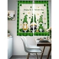 thumbnail image 4 of St. Patrick's Day Sheer Curtains 63 Inch Length 2 Panels Set Window Treatments, Gnomes Shamrock Gold Coin Green Plaid Rod Pocket Semi Curtains for Living Room/Bedroom/Kitchen Décor, 104"W x 63"L, 4 of 7
