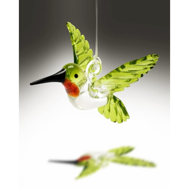 Adorno colgante Nefelibata con forma de colibrí de cristal, 9 cm, color verde