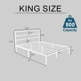 thumbnail image 2 of King Size Metal Platform Bed Frame with Headboard, Heavy Duty Steel Slat Support, Under-Bed Storage, No Box Spring Needed, White, 2 of 7