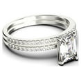thumbnail image 2 of Art deco 2.00 Carat Emerald Cut Diamond Moissanite Engagement Ring Set, Wedding Ring in 925 Sterling Silver With 18k White Gold Plating Feminine Gift, Promise Ring, Anniversary Gift, 2 of 4