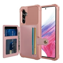 ELEHOLD Back Wallet Case for Samsung Galaxy A34 5G Flip Folio Card Slots Magnetic Clasp Slim Shockproof Heavy Duty Works with Magnetic Car Mount for Samsung A34 5G,Rosegold