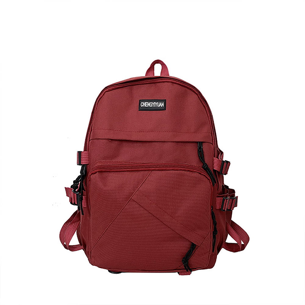 Women Backpack Nubuck Leather+PU School Backpacks For Teenage Girls Bags Red 15 Inches 