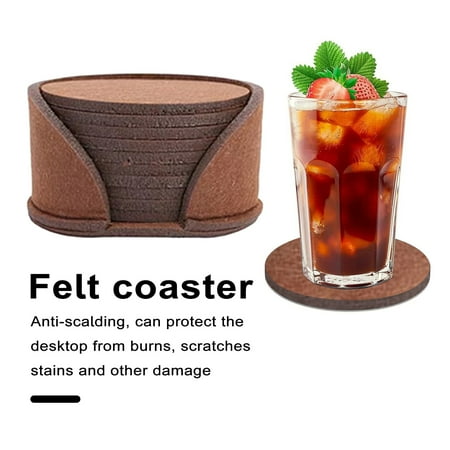 

Riguas 10 Pcs Felt Coasters Heat Insulation Water Absorbant Anti-scalding Table Protection Cup Drink Bottle Anti-skid Placemats