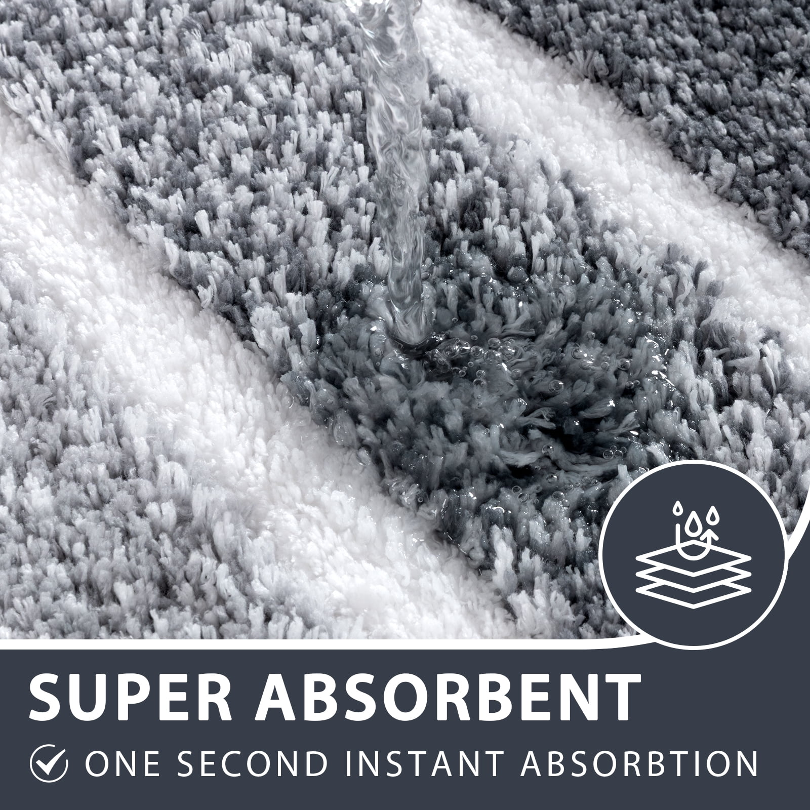 Findosom Bathroom Rugs Set of 3,Absorbent Non-Slip Machine Washable Bath Rugs, Microfiber Quick Dry Bath Mats for Bathroom Floor Tub Shower Bedroom Kitchen,18"x26"+18"x48"+U Shape 20"x24" Gray