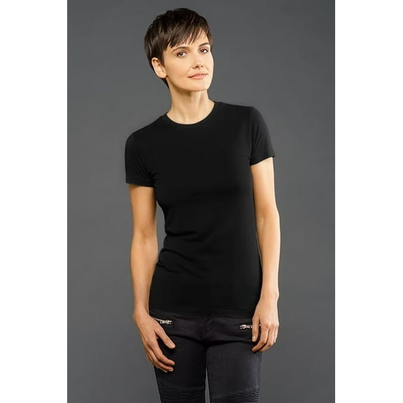 Blanks  Women's Fine Jersey Short Sleeve Tee, Ultra Soft Cotton, S-2XL, Black, White, Navy, Gray