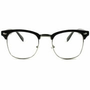 Centurion Optical's Half Frame Glasses Clear Lens Eyewear for Men and Women Plastic + Metal Vintage + Retro Inspired Computer Nerd Fashion 100% UVA UVB Ray Protection Indoor + Outdoor