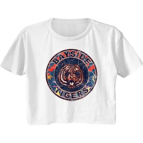 Saved by the Bell 80's Logo White Women's Crop T-Shirt