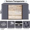 thumbnail image 3 of Organizadores para Colocar Bajo la Cama con Ventana y Asa Reforzada,Cremallera Resistente,Almacenaje Bajo la Cama de Tejido Transpirable,para Edredones,Mantas,Ropa de Cama (Gris), 3 of 4